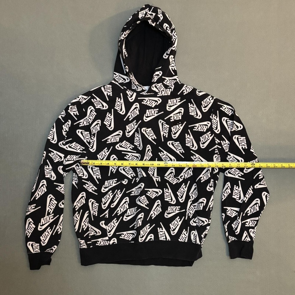 Nike All Over Print Black Logo Hoodie Men's M Sweatshirt Athletic SEE DESC - Picture 3 of 8